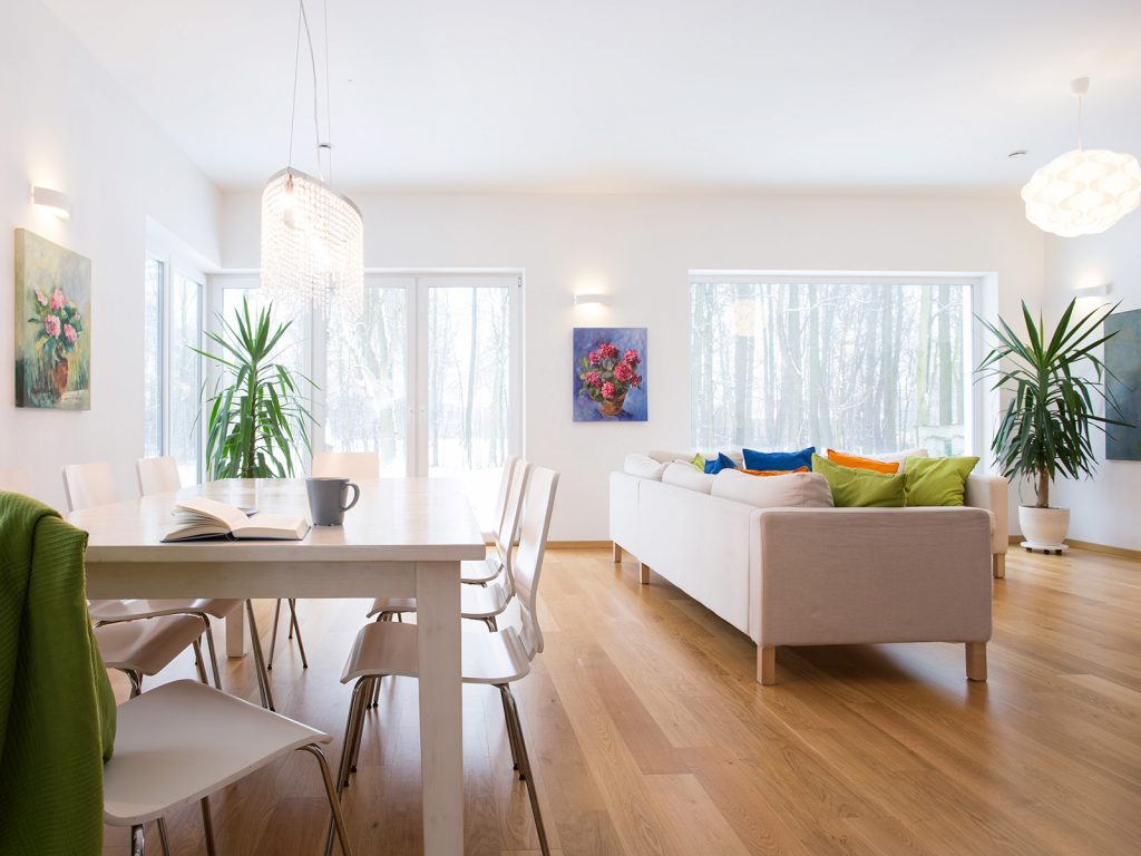 A floor in a house in Tampa Bay that has been stripped and waxed