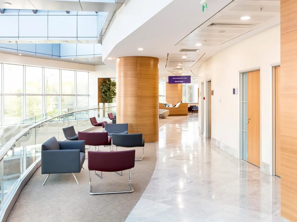 A floor of a hospital in Tampa Bay that underwent commercial floor cleaning service