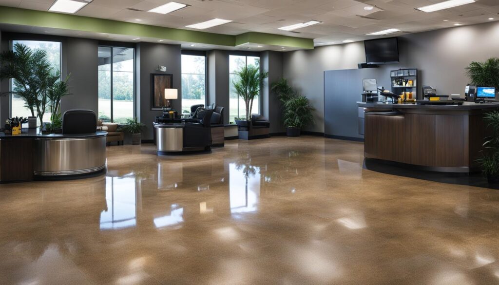 Commercial space with shiny, well maintained floors in Tampa Bay