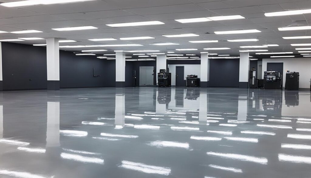 Clean and glossy commercial floor